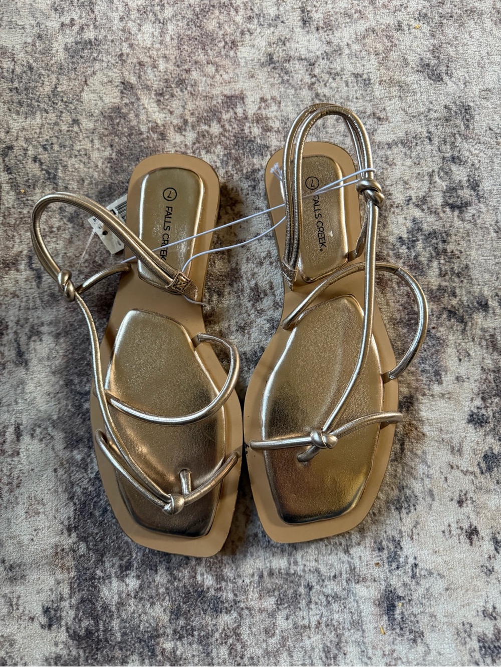 Falls Creek Metallic Gold Knotted Strap Sandals